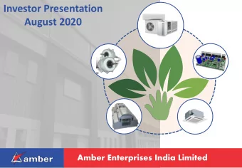Investor Presentation  August 2020  Amber Enterprises India Limited  1  Disclaimer This