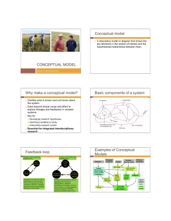 Conceptual model  A descriptive model or diagram that shows the  key elements in the system of