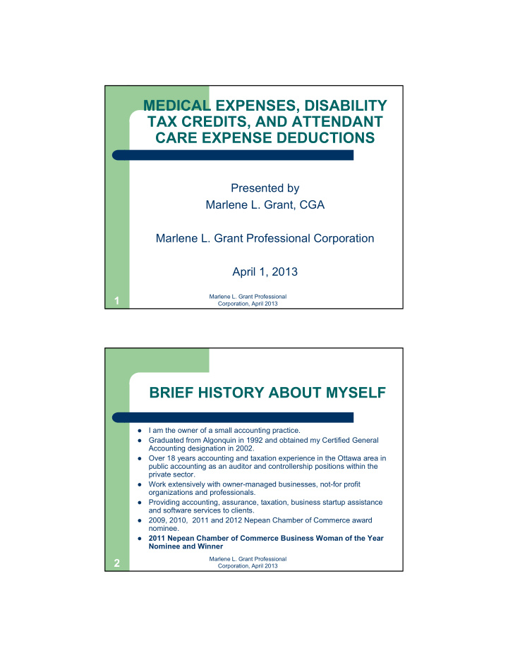 medical expenses disability tax credits and attendant