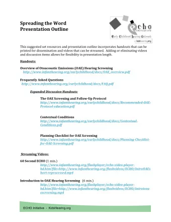 Spreading  the  Word      Presentation  Outline        This  suggested