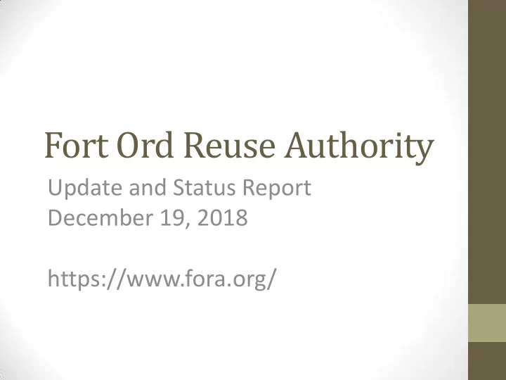 fort ord reuse authority