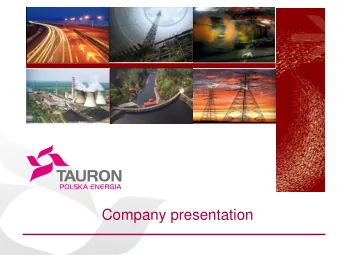 Company presentation  Disclaimer  This presentation is for information purposes only and should not