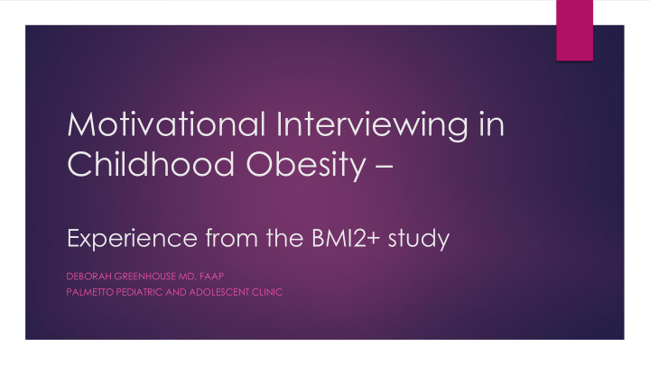 motivational interviewing in childhood obesity