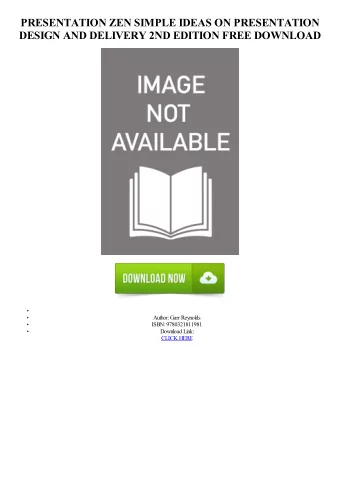 PRESENTATION ZEN SIMPLE IDEAS ON PRESENTATION  DESIGN AND DELIVERY 2ND EDITION FREE DOWNLOAD
