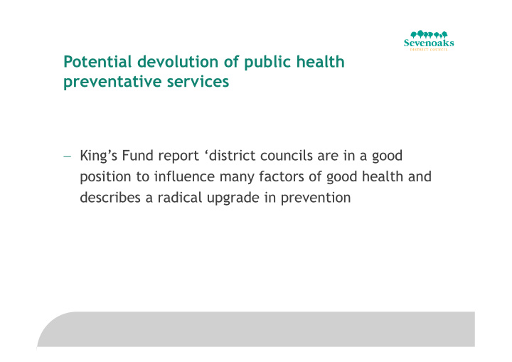 potential devolution of public health preventative