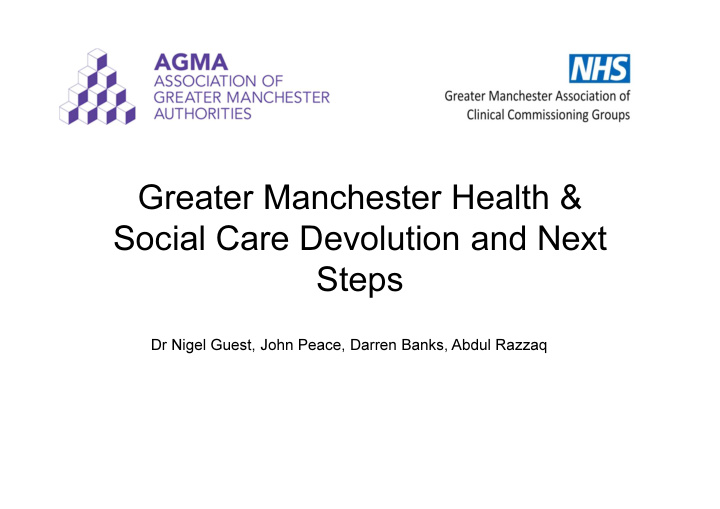 greater manchester health social care devolution and next