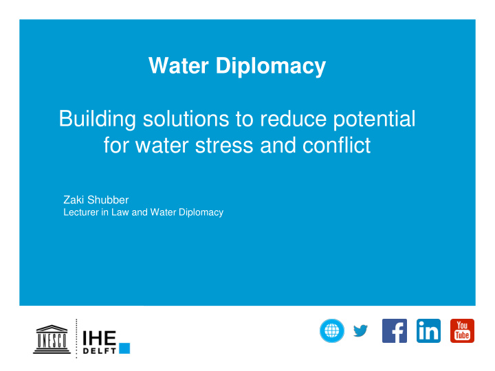 water diplomacy building solutions to reduce potential
