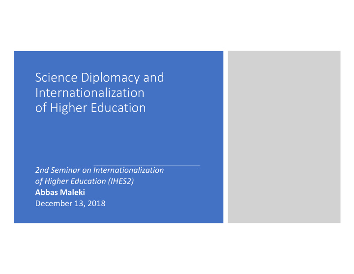 science diplomacy and internationalization of higher