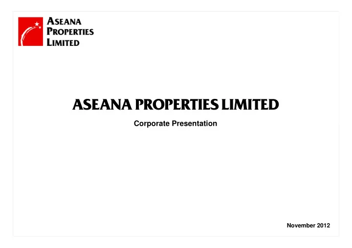 corporate presentation corporate presentation