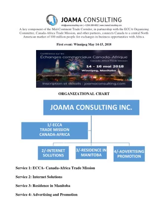 JOAMA CONSULTING INC.  1/-ECCA  1/-ECCA  TRADE MISSION  CANADA-AFRICA  Canada-Afrique  3/-RESIDENCE