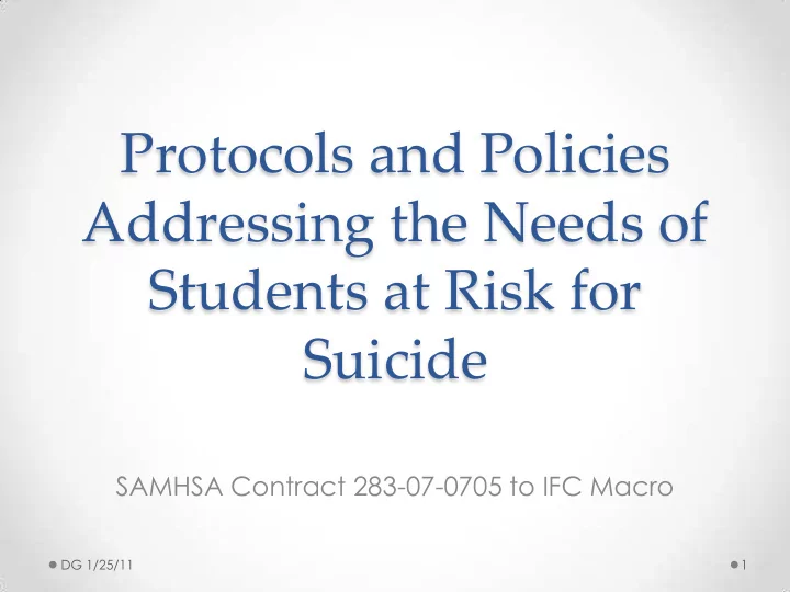 protocols and policies