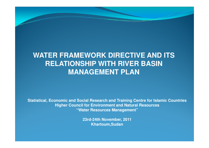 water framework directive and its water framework