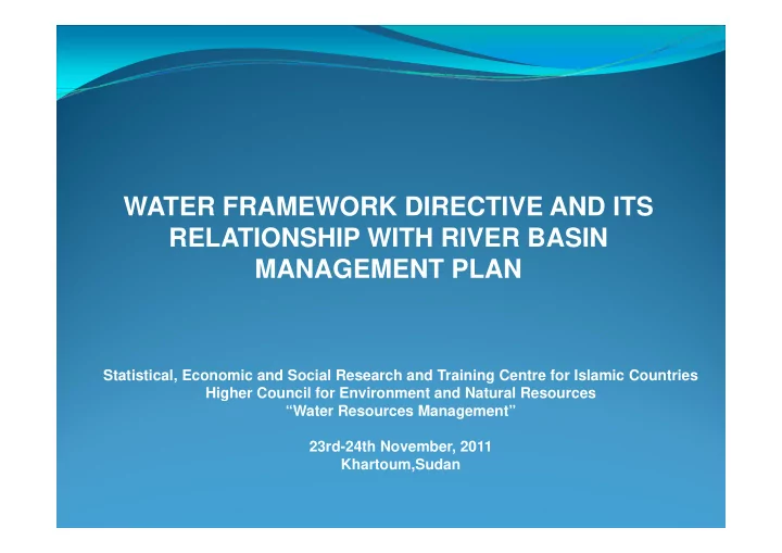 water framework directive and its water framework