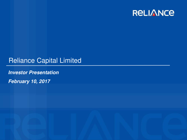 reliance capital limited