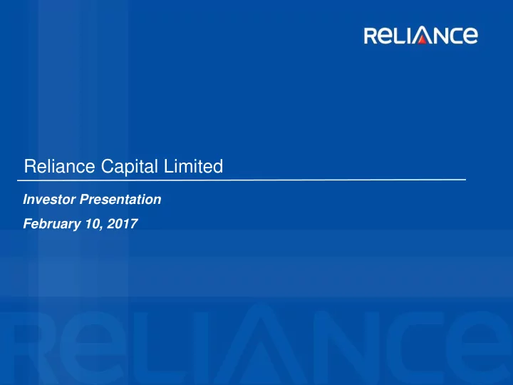 reliance capital limited