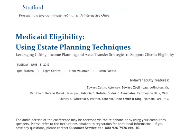 medicaid eligibility using estate planning techniques