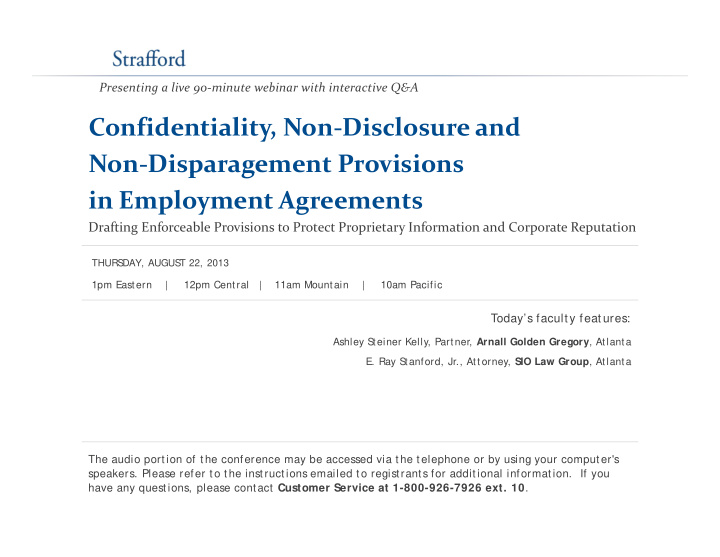 confidentiality non disclosure and non disparagement