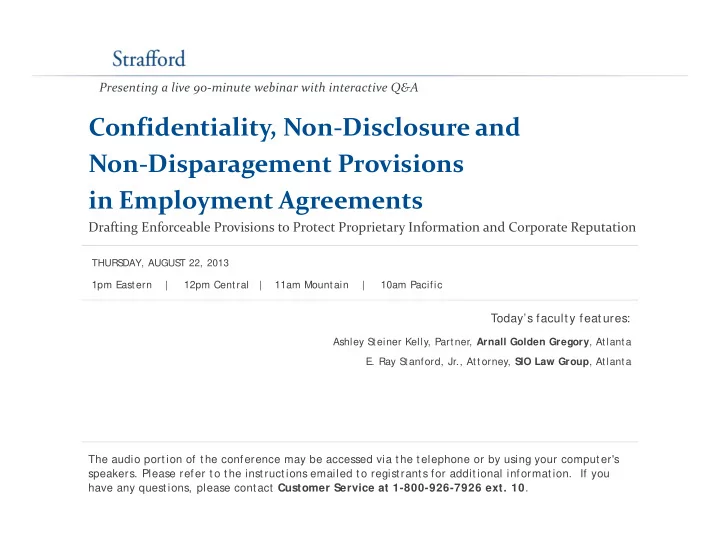 confidentiality non disclosure and non disparagement