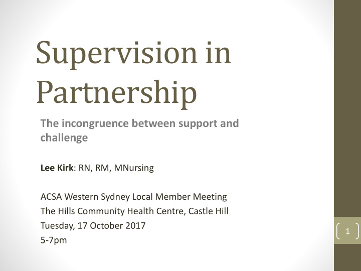 supervision in partnership