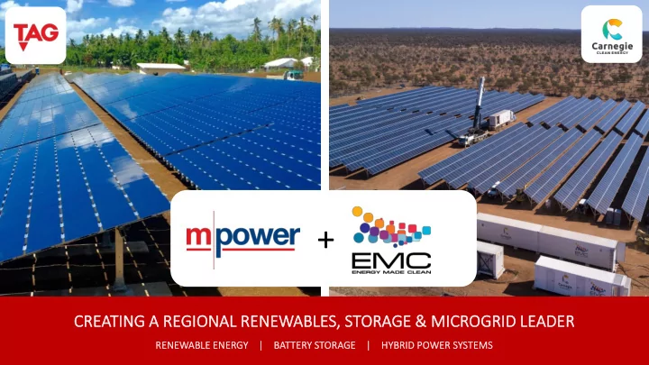 creating ng a r reg egional r onal renew newabl ables s