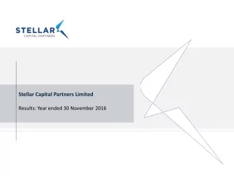 Stellar Capital Partners Limited  Results: Year ended 30 November 2016 Forward-looking statements