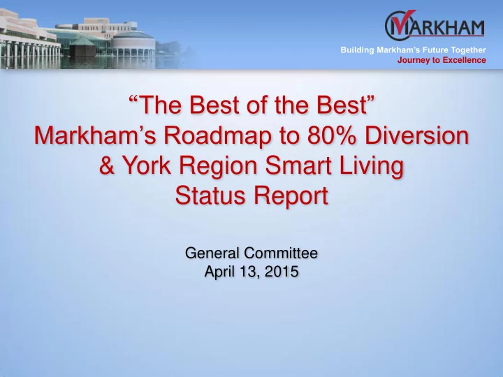 markham s roadmap to 80 diversion