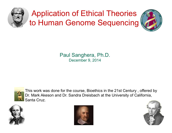 application of ethical theories to human genome sequencing