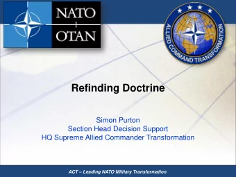 Refinding Doctrine  Simon Purton  Section Head Decision Support  HQ Supreme Allied Commander