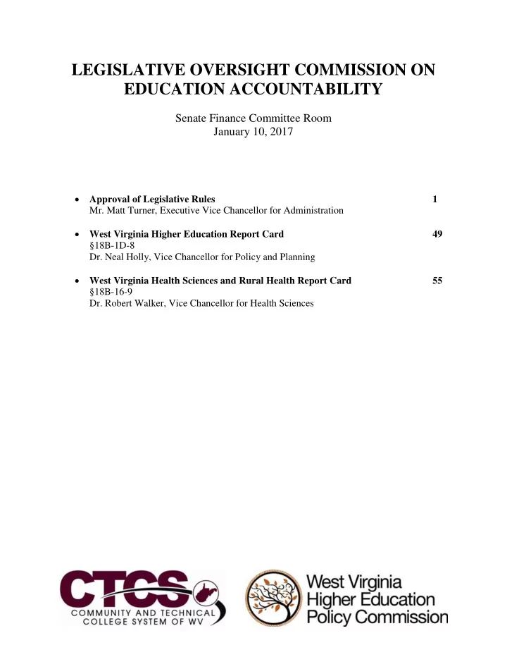 legislative oversight commission on education
