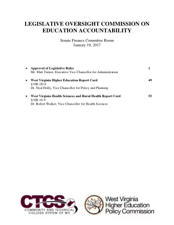 LEGISLATIVE OVERSIGHT COMMISSION ON  EDUCATION ACCOUNTABILITY  Senate Finance Committee Room