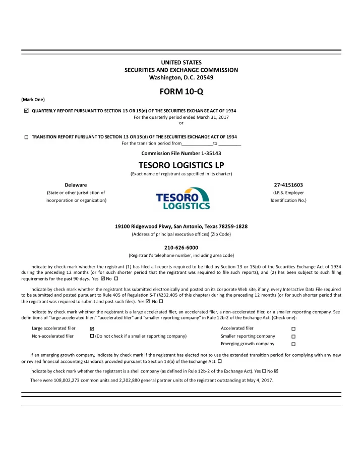 tesoro logistics lp