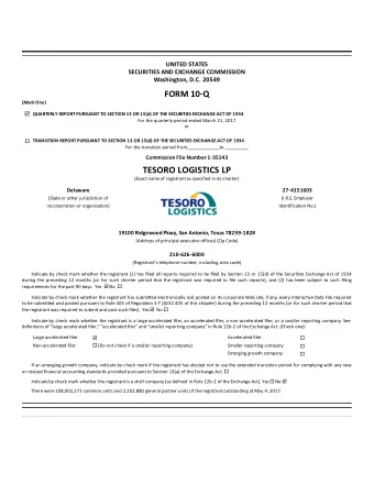 TESORO LOGISTICS LP  (Exact name of registrant as specified in its charter) 27  4151603