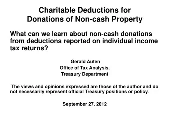 What can we learn about non-cash donations  from deductions reported on individual income tax