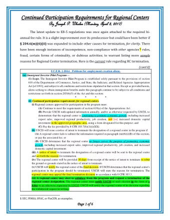 Contin  ontinued  ued Participat  Participation  on Req  equire  uirement  ments f  s for  or Regio