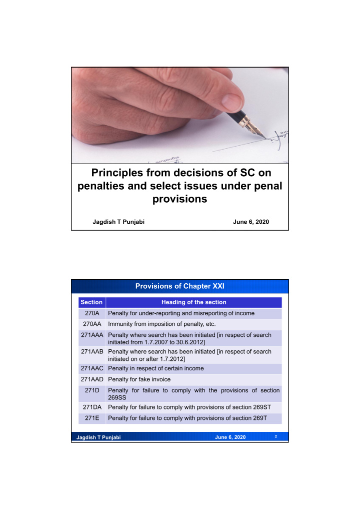 principles from decisions of sc on penalties and select