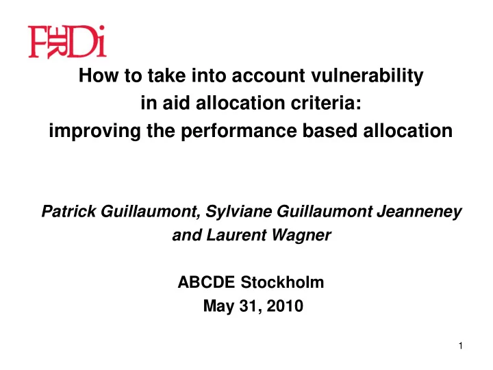 improving the performance based allocation