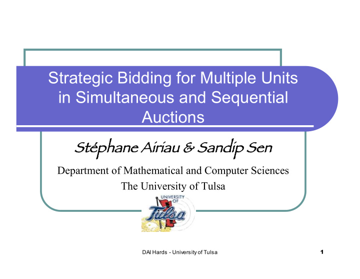 strategic bidding for multiple units in simultaneous and