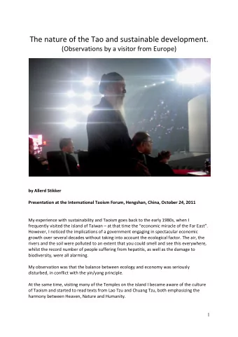 The  nature  of  the  Tao  and  sustainable  development.    (Observations