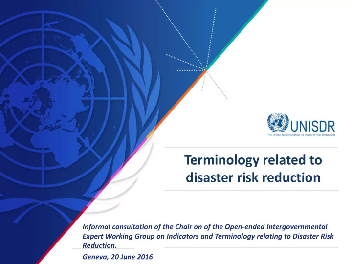 terminology related to disaster risk reduction