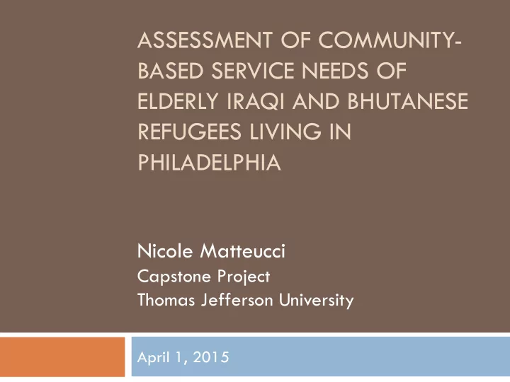 assessment of community