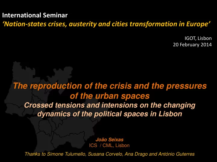 the reproduction of the crisis and the pressures
