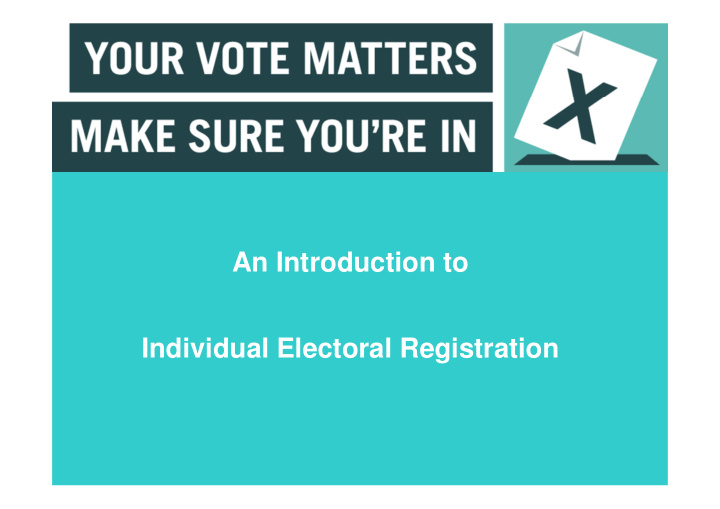 what is individual electoral registration an introduction