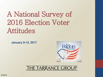 A Na  National Surve  vey of  2016 E  Election V  Vot  oter  Attit  ttitudes  January 9-12, 2017