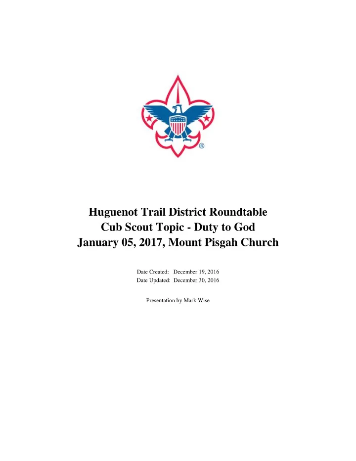 huguenot trail district roundtable cub scout topic duty