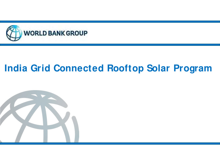 india grid connected rooftop solar program