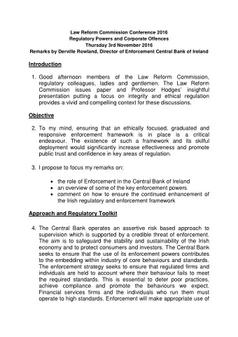 Introduction  1. Good afternoon members of the Law Reform Commission,  regulatory colleagues,