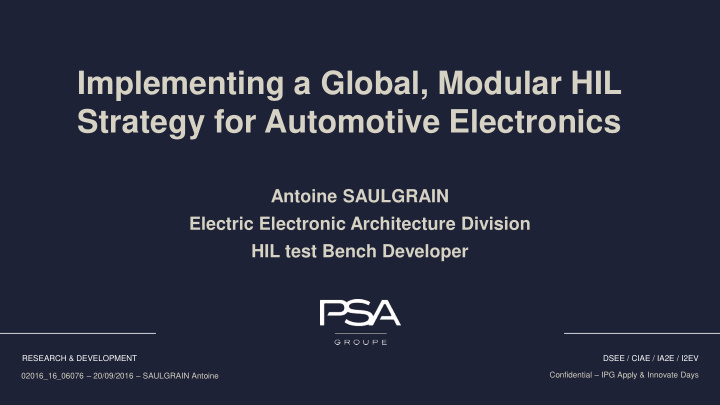 strategy for automotive electronics