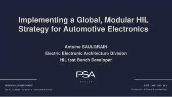 Strategy for Automotive Electronics  Antoine SAULGRAIN  Electric Electronic Architecture Division