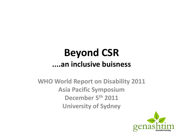 beyond csr