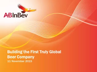 Beer  er Com  ompan  pany  11 November 2015  Disclaimer  laimer  NOT FOR RELEAS  ASE, PUBLICATI